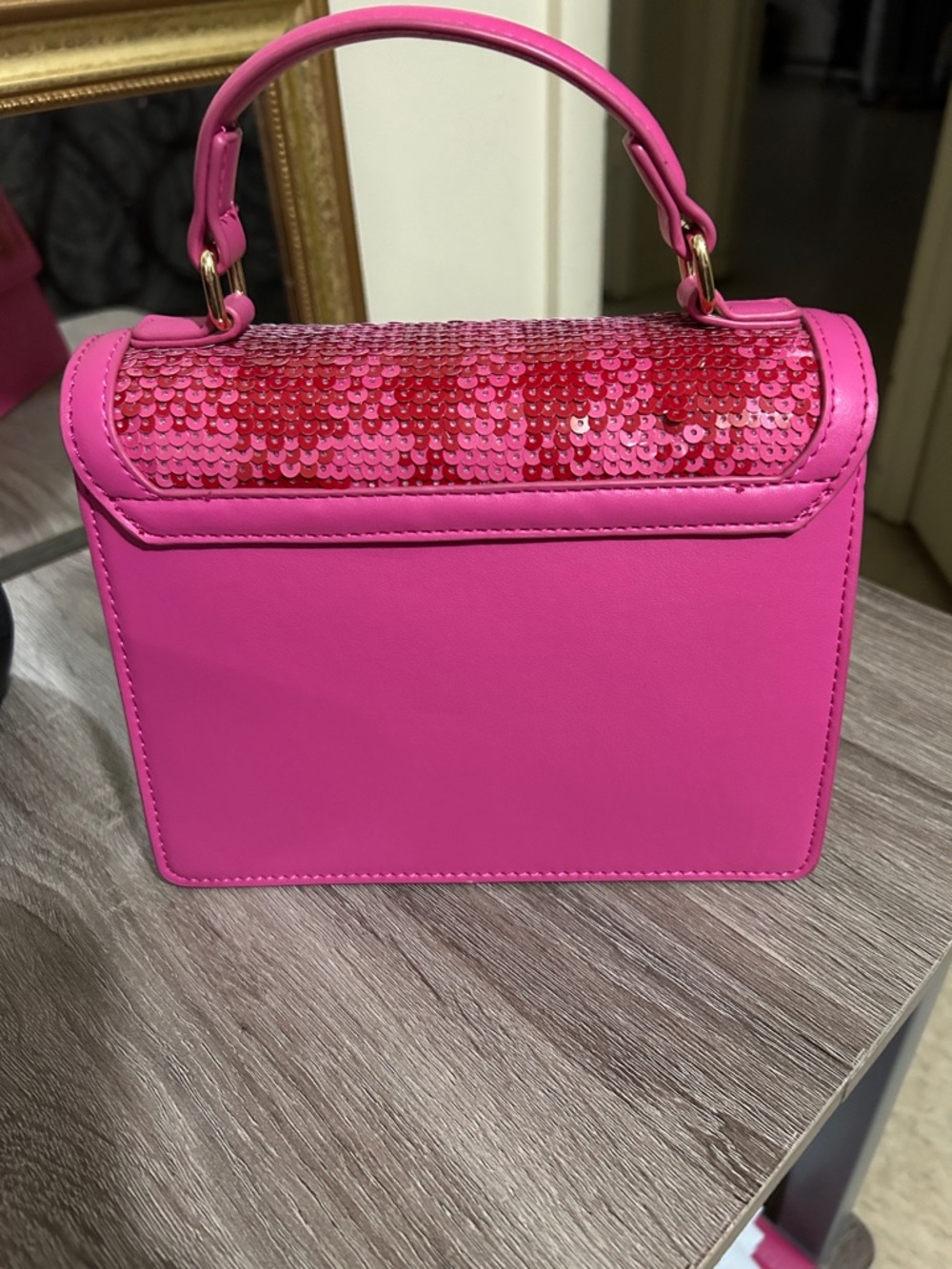 Betsey Johnson Pink Sequin Top-Handle Mini Bag - Picture 2 of 4